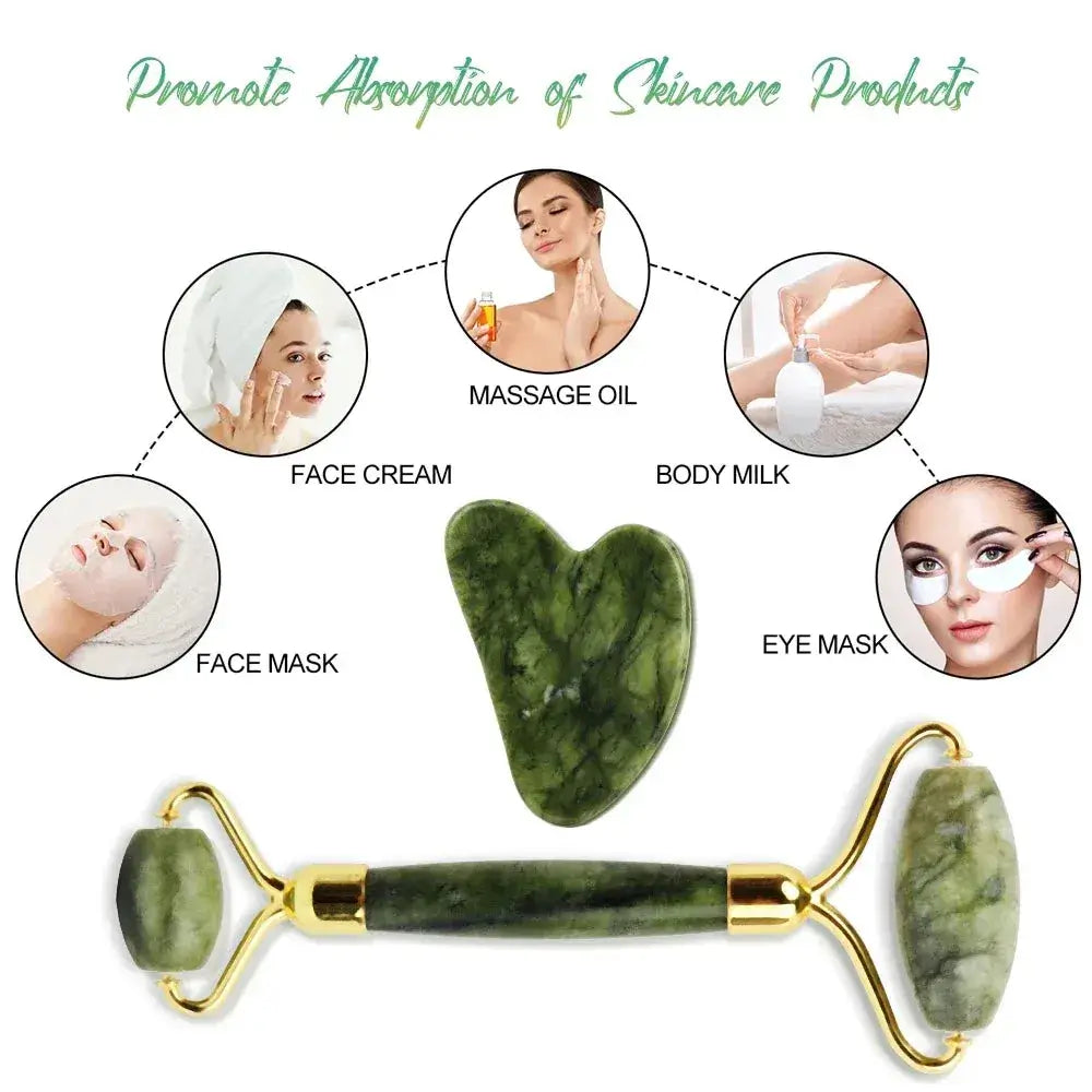 Jade Roller and Gua Sha Set - Carescin